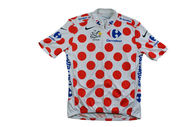 Maillot à pois vélo rétro Nike Tour de France 2009 Carrefour