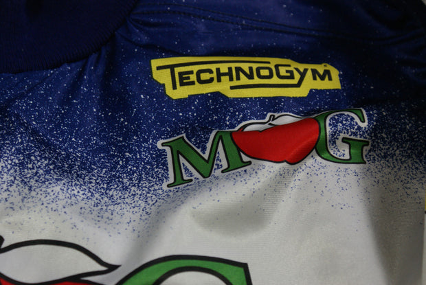 Maillot cycliste Vtg MG Maglificio TechnoGym NALINI, fabriqué en Italie, a quelques PROBLÈMES, taille homme grande ou moyenne - France Maillot cycliste Vtg MG Maglificio TechnoGym NALINI, fabriqué en Italie, a quelques PROBLÈMES, taille homme grande ou moyenne - France