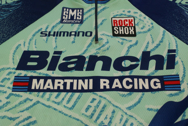 Maillot rétro Santini Bianchi - onVeló cycling Maillot rétro Santini Bianchi - onVeló cycling