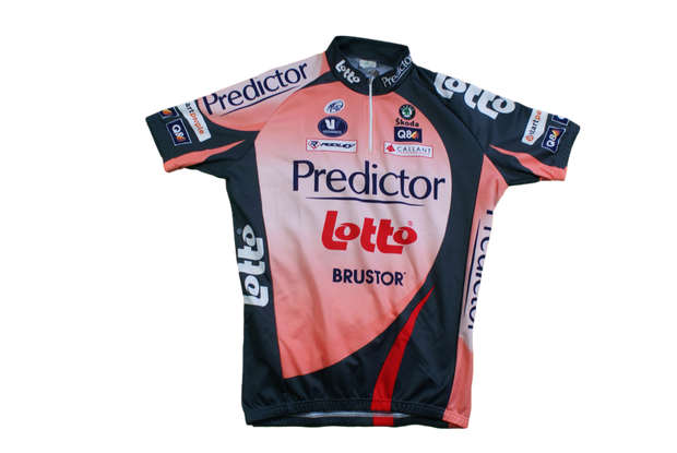 Maillot cyclisme vintage Lotto Vermarc Predictor Ridley Q8 UCI