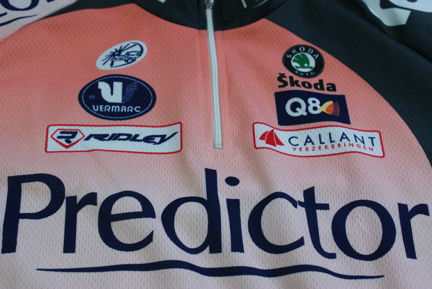 Maillot cyclisme vintage Lotto Vermarc Predictor Ridley Q8 UCI