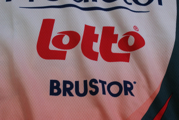 Maillot cyclisme vintage Lotto Vermarc Predictor Ridley Q8 UCI