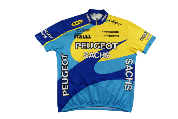 Maillot vélo rétro Tinazzi Selle Italia Peugeot Adidas Mavic