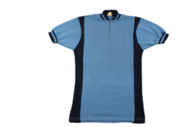 Maillot vélo rétro bleu manches courtes