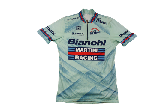 Maillot cyclisme vintage Santini Martini Racing Shimano Bianchi