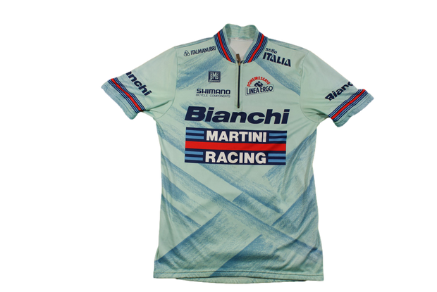 Maillot cyclisme vintage Santini Martini Racing Shimano Bianchi