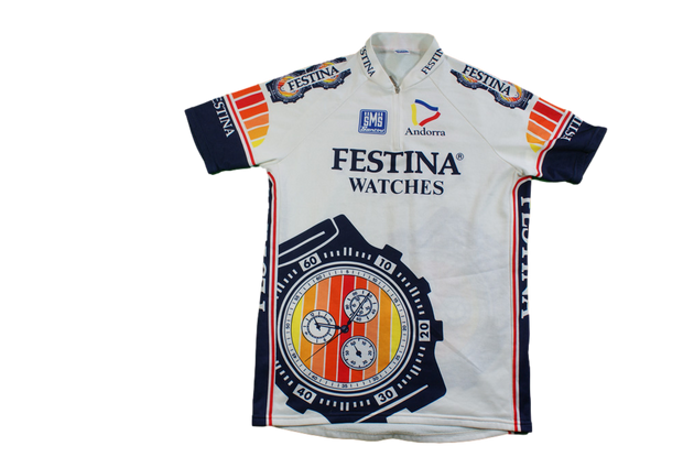 Maillot cyclisme vintage Santini Festina Andorra