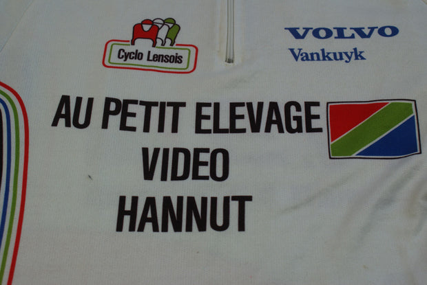 Maillot vélo vintage LJ Volon Volvo Au petit élevage Cyclo Lensois Café des sports