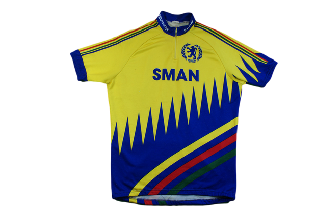 Maillot vélo vintage Tricots du Rocher Sman Peugeot