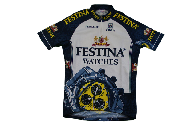 Maillot cyclisme vintage Sibille Peugeot Festina