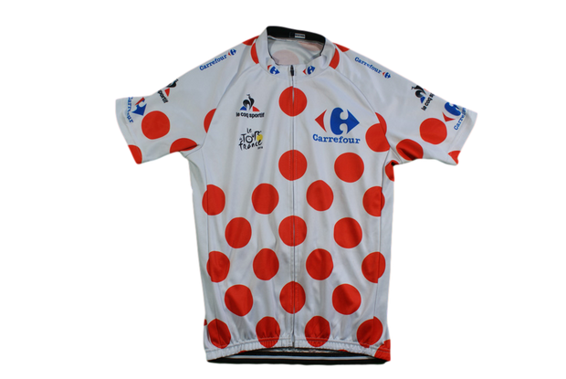 Maillot à pois vélo vintage Le coq sportif Carrefour Tour de France 2018