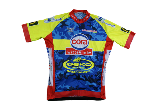 Maillot cyclisme vintage Cora Geko Bikes Crédit Mutuel