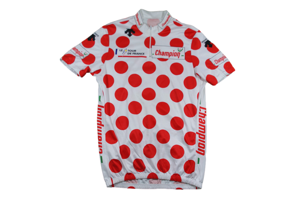 Maillot à pois vélo rétro Champion Tour de France Descente