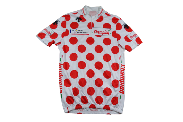 Maillot à pois vélo rétro Champion Tour de France Descente