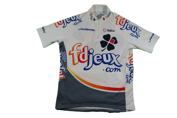 Maillot vélo rétro Française des Jeux Nalini Lapierre