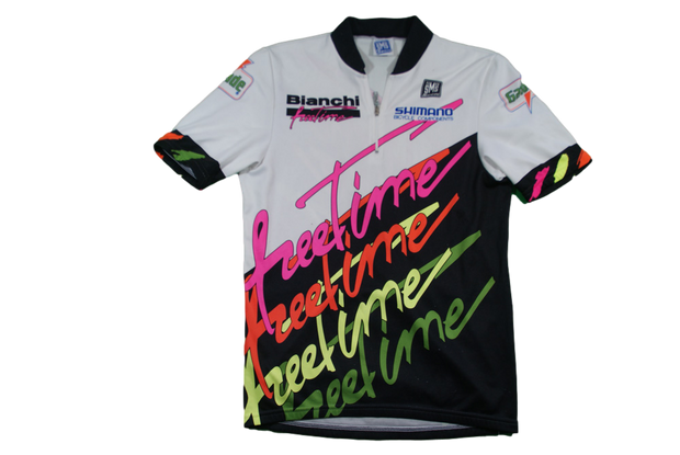 Maillot vélo rétro Shimano Bianchi Santini