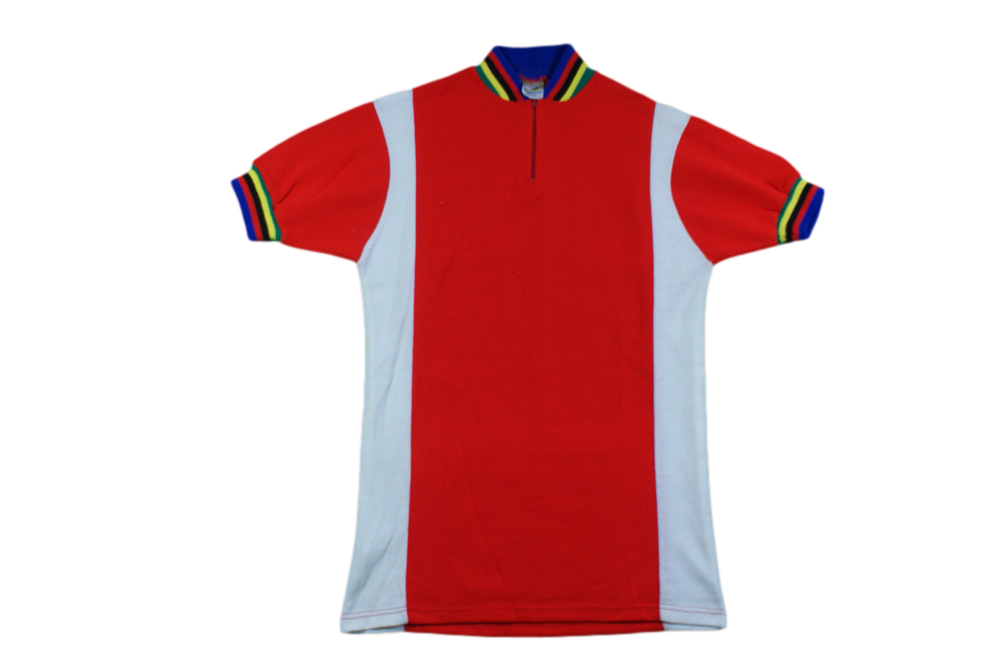 Maillot vélo rétro manches courtes rouge